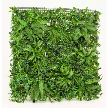 Artificial fern, grass and boxwood mat LORENZA, crossdoor, 3ftx3ft/100x100cm