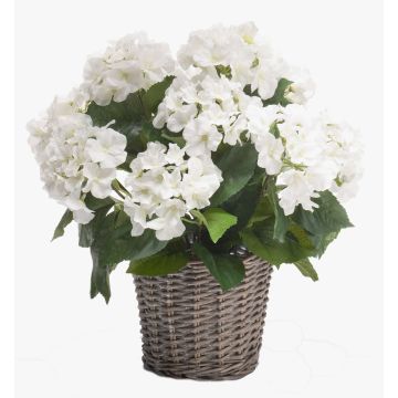 Artificial hydrangea JONE in basket, white, 18"/45cm