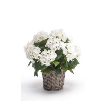 Artificial hydrangea JONE in basket, white, 18"/45cm Artificial hydrangea JONE in basket, white, 18"/45cm