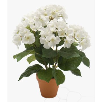 Artificial hydrangea JONE in clay pot, cream, 16"/40cm