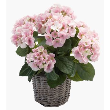 Artificial hydrangea JONE in basket, light pink, 18"/45cm