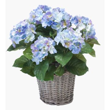 Artificial hydrangea JONE in basket, blue, 18"/45cm