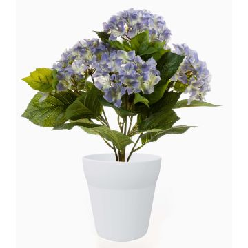 Silk hydrangea LAIDA in ceramic pot, light blue, 14"/35cm