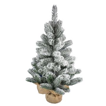Artificial fir tree INNSBRUCK, jute bag, snow-covered, 30"/75cm, Ø16"/40cm