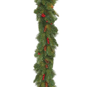Artificial Christmas garland BUCHAREST, decorated, 9ft/275cm, Ø12"/30cm
