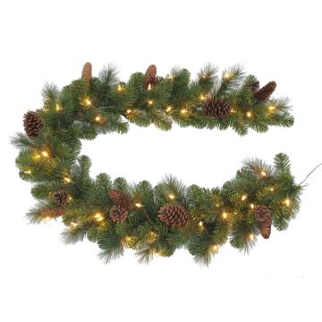 Artificial Christmas garland KERRY, cones, LEDs, green, 9ft/275cm, Ø12"/30cm Artificial Christmas garland KERRY, cones, LEDs, green, 9ft/275cm, Ø12"/30cm