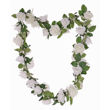 Artificial rose garland DORIE, white, 6ft/180cm, Ø2.8"-3.5"/7-9cm Artificial rose garland DORIE, white, 6ft/180cm, Ø2.8"-3.5"/7-9cm