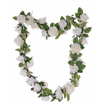 Artificial rose garland DORIE, white, 6ft/180cm, Ø2.8"-3.5"/7-9cm Artificial rose garland DORIE, white, 6ft/180cm, Ø2.8"-3.5"/7-9cm