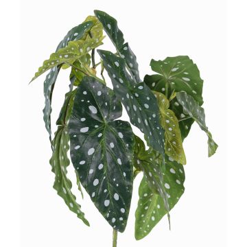 Artificial polka dot begonia HANSE on spike, green-white, 16"/40cm
