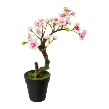 Artificial tree Almond bonsai tree OYOS in decorative pot, with flowers, pink, 10"/26cm