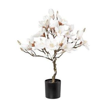 Artificial tree Magnolia DOLS, artificial stem, with flowers, snow-covered, 24"/60cm