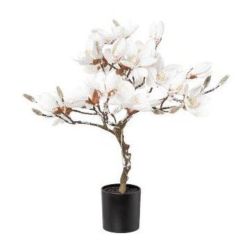Artificial tree Magnolia DOLS, artificial stem, with flowers, snow-covered, LEDs, 24"/60cm