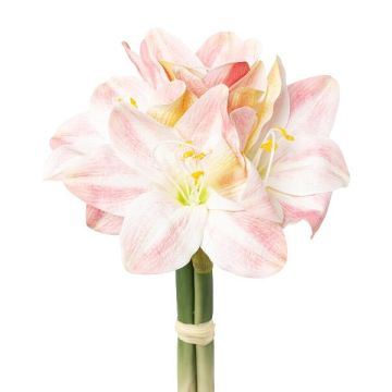 Artificial bouquet of amaryllis TIFAN, pink-white, 12"/30cm