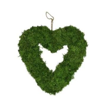 Wreath in the shape of a heart MADISSON made of Iceland moss, for hanging, green, 2"/5cm, Ø12"/30cm Wreath in the shape of a heart MADISSON made of Iceland moss, for hanging, green, 2"/5cm, Ø12"/30cm
