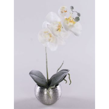 Artificial Phalaenopsis orchid KAREN, decorative pot, frosted, white, 14"/35cm Artificial Phalaenopsis orchid KAREN, decorative pot, frosted, white, 14"/35cm