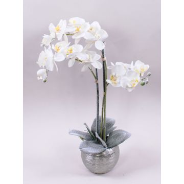 Artificial Phalaenopsis orchid KAREN, decorative pot, frosted, white, 24"/60cm Artificial Phalaenopsis orchid KAREN, decorative pot, frosted, white, 24"/60cm