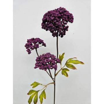 Artificial flower branch Yarrow VOLKERDINE, dark violet, 28"/70cm Artificial flower branch Yarrow VOLKERDINE, dark violet, 28"/70cm