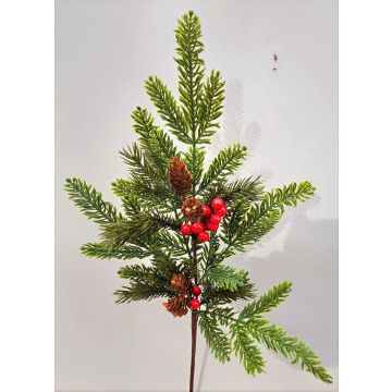 Decorative branch VARDALIA, fir, berries, cones, red-green, 30"/75cm Decorative branch VARDALIA, fir, berries, cones, red-green, 30"/75cm