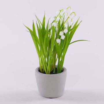 Artificial flower Lily of the valley NOMTHA in cement pot, white, 8"/20cm Artificial flower Lily of the valley NOMTHA in cement pot, white, 8"/20cm
