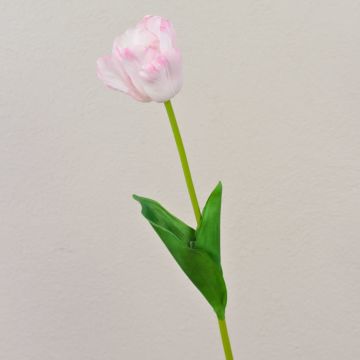 Artificial flower Tulip PJASSINA, white-pink, 26"/65cm