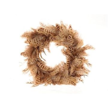 Natural decoration Hawk feather wreath MEDANA, natural, Ø10"/25cm