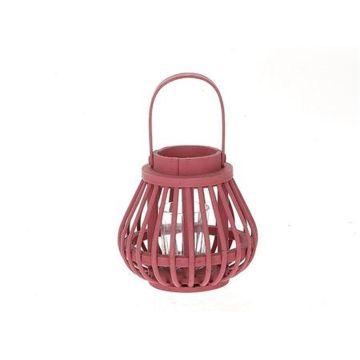 Lantern CHARITHRA with handle, wood, glass insert, berry, 6"/15cm, Ø6"/15,5cm Lantern CHARITHRA with handle, wood, glass insert, berry, 6"/15cm, Ø6"/15,5cm