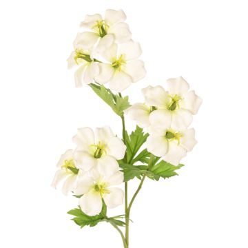 Artificial plant: cranesbill branch ZEDENA, white and green, 70cm, Ø6cm