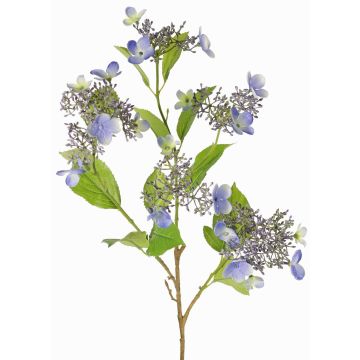 Artificial hydrangea branch KATHANI, blue-white-green, 31"/80cm, Ø3.9"-5.1"/10-13cm