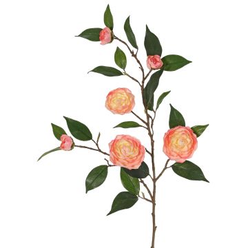 Artificial camellia branch YARINA with flowers, pink-cream, 30"/75cm Artificial camellia branch YARINA with flowers, pink-cream, 30"/75cm