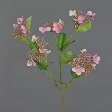 Artificial hydrangea branch KATHANI, pink-white-green, 80 cm, Ø10–13 cm