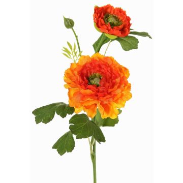 Artificial ranunculus branch SAGARA, orange-green, 18"/45cm, Ø2"-3.5"/5-9cm Artificial ranunculus branch SAGARA, orange-green, 18"/45cm, Ø2"-3.5"/5-9cm