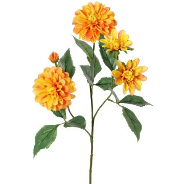 Artificial dahlia decorative branch QUINKA, orange-yellow, 70cm