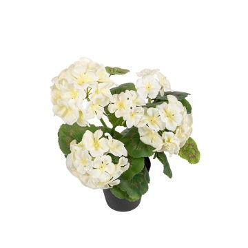 ELISABETTA artificial geranium in a decorative pot, white, 35cm