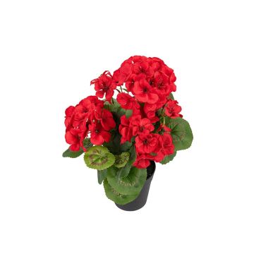 ELISABETTA artificial geranium in a decorative pot, red, 35cm