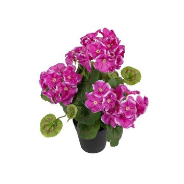 ELISABETTA artificial geranium in a decorative pot, violet, 35cm