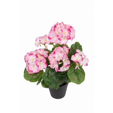 ELISABETTA artificial geranium in decorative pot, light pink, 35cm