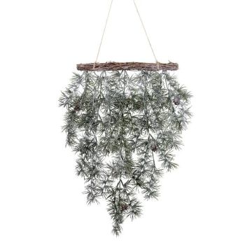 Artificial ceiling wreath Cedar DINSA with cones, frosted, green-white, 22"/55cm Artificial ceiling wreath Cedar DINSA with cones, frosted, green-white, 22"/55cm