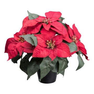 Artificial flower Poinsettia FRIZO in decorative pot, red, 10"/26cm