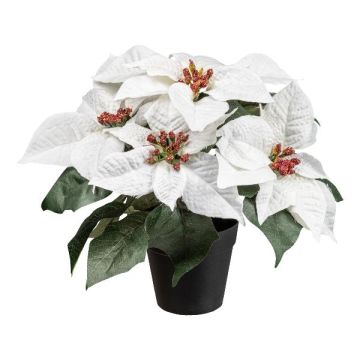 Artificial flower Poinsettia FRIZO in decorative pot, white, 10"/26cm