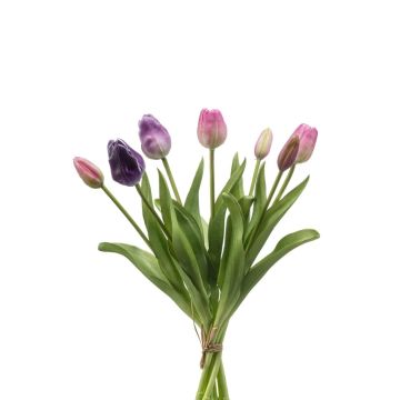 Artificial Tulip bouquet mix LONA, pink-purple, 16"/40cm