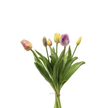 Artificial Tulip bouquet Mix LONA, yellow-pink-purple, 40cm