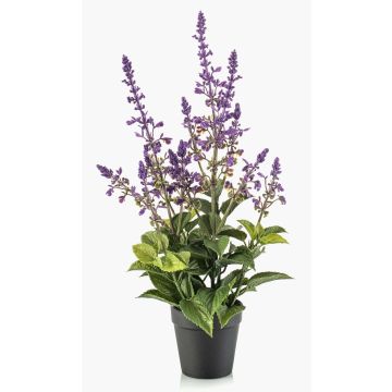 SWORTA artificial sage in a decorative pot, flowers, lavender, 45 cm