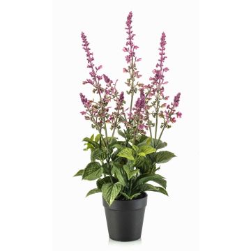 SWORTA artificial sage in decorative pot, flowers, mauve, 45cm