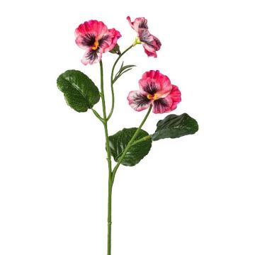 Decorative branch Pansy FREVON, fuchsia-white, 18"/45cm