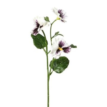 Decorative branch Pansy FREVON, white-violet, 18"/45cm