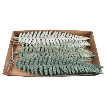 Artificial leaf Royal fern ALANEA, 15 pieces, petrol-mint-white, 18"/45cm Artificial leaf Royal fern ALANEA, 15 pieces, petrol-mint-white, 18"/45cm