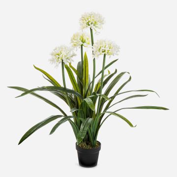 Large artificial Agapanthus LESEDA plant in a decorative pot, white, 105cm