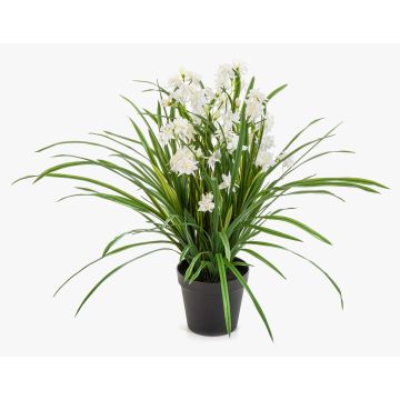 Artificial Cymbidium orchid JANILA in decorative pot, white, 33"/85cm Artificial Cymbidium orchid JANILA in decorative pot, white, 33"/85cm