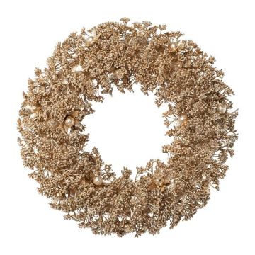 Decorative gaultheria wreath DORNI, gold, Ø14"/35cm