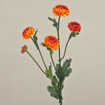 Artificial Chrysanthemum RYON, orange, 28"/70cm, Ø1.2"-2"/3-5cm
